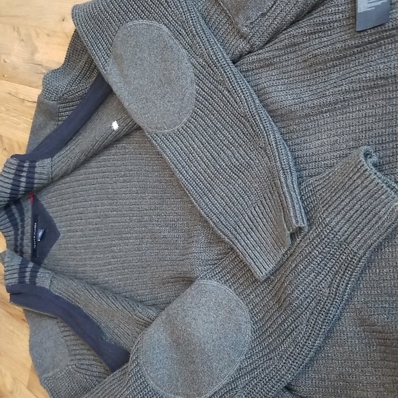 TOMMY HILFIGER Full Zip Pocketed and Elbow Patched Sweater - Picture 7 of 13